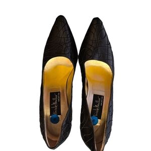 Nicole Miller Womens Black Patterned Satin Party Wedding Pump Heels Size 9